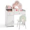 Costway Kids Vanity Table and Chair Set with Cloud-shaped Mirror Open Shelf Storage Drawers White/Pink/Purple